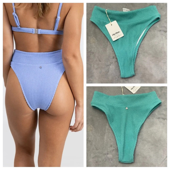 New! Rhythm x free people wavebreak hi hip banded pant marine green 27214 - Picture 1 of 10